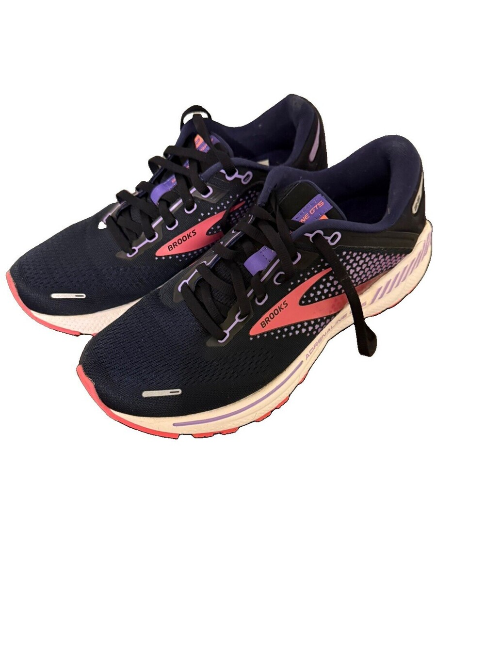 Brooks Adrenaline GTS 22 Women’s Running Shoes Cushioned 9 Black/Purple/Coral